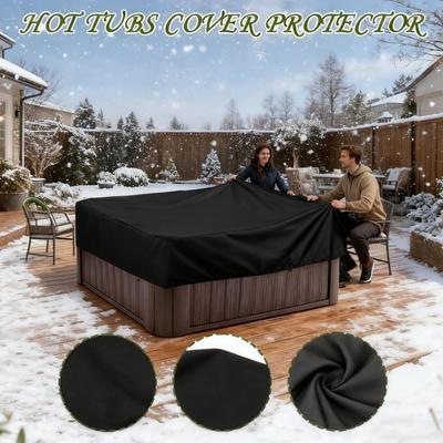 220x220x30cm Waterproof & UV Resistant Hot Tub Cover Protector Square Spa Cover Caps for Outdoor Garden Backyard Poolside Use