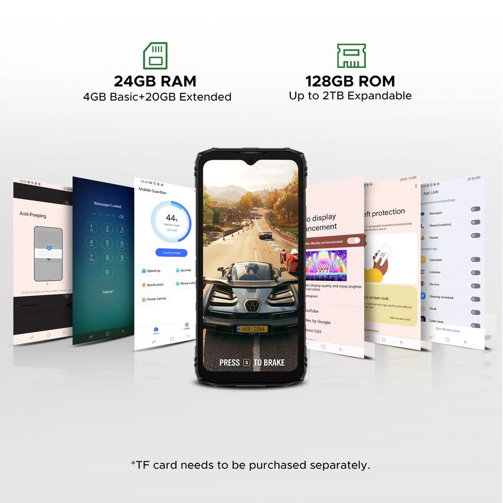 DOOGEE Blade 10 Energy Rugged Smartphone, 6150mAh Battery Android 15 Phone with 24GB RAM+128GB ROM, 6.56 inch 90Hz