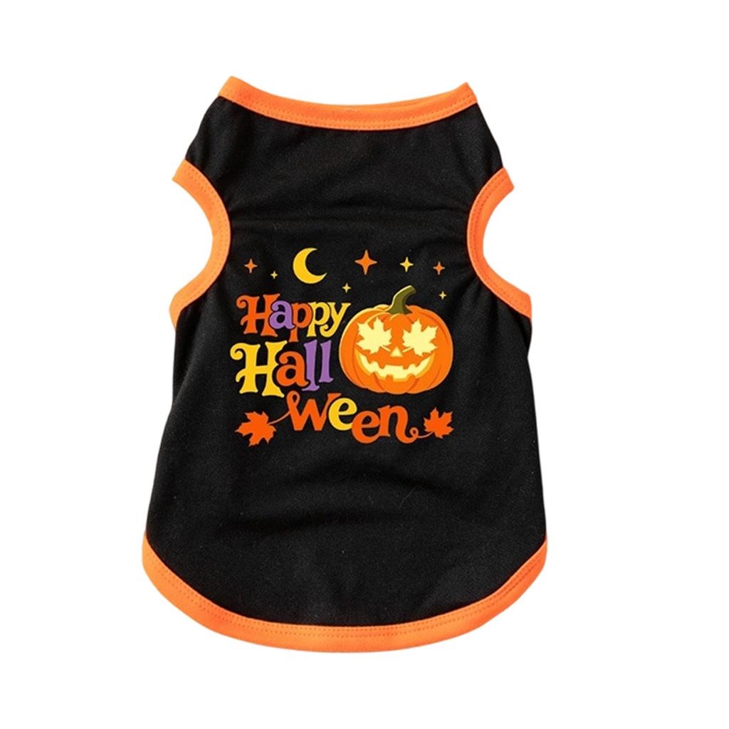 Halloween Dog Costume Pumpkin Print Vest for Small Dogs and Cats, Festive Holiday Pet Outfit for,