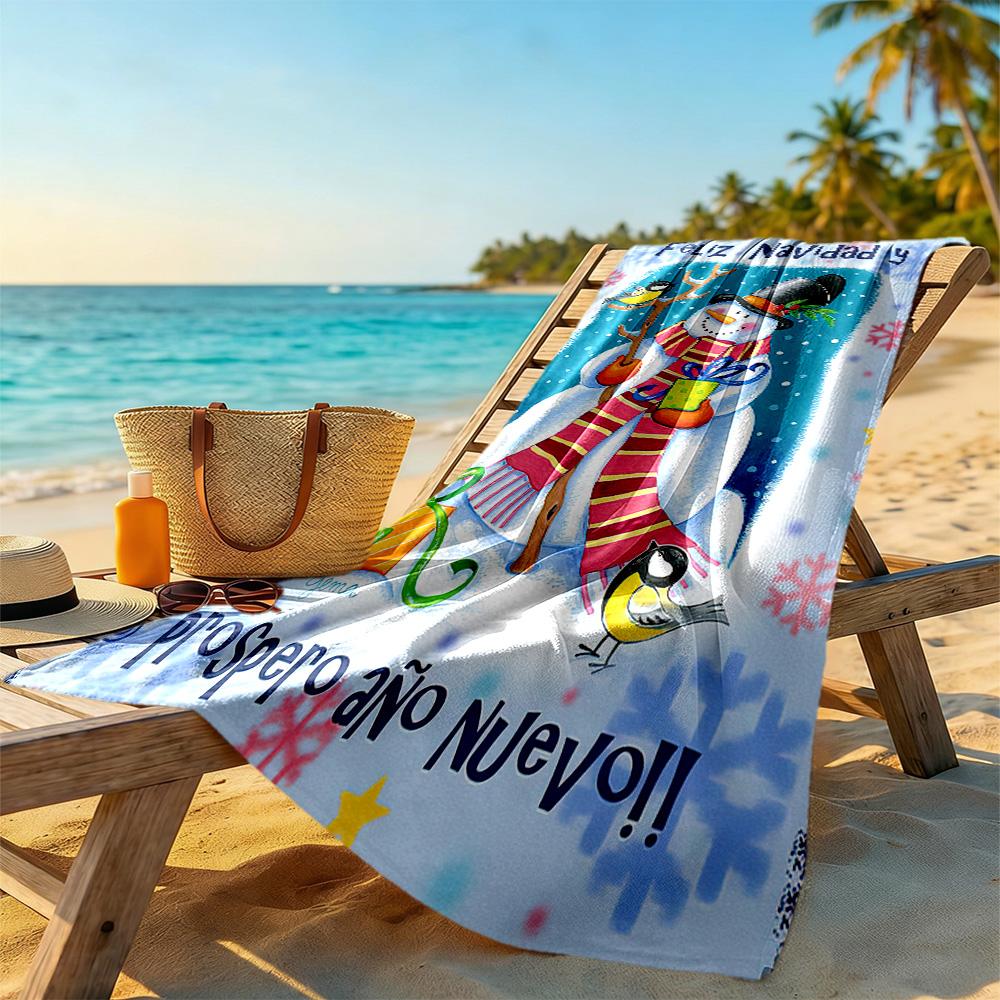 Christmas Beach Towel Quick-Dry Soft Microfiber Comfortable Lightweight Perfect for Traveling Yoga Camping and Swimming