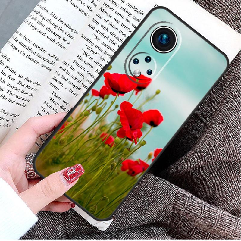 Red Corn Poppy Flower Case For Honor Magic 8 6 7 Lite Honor 400 200 Pro 50 70 90 X8c X8b X9a X9c X9b X9d Win Cover