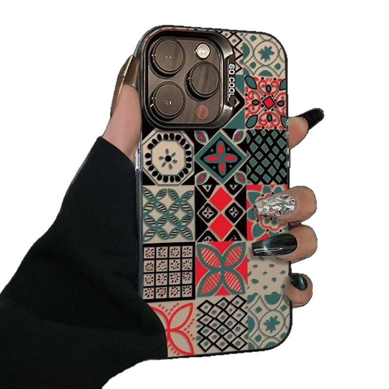 Grid Totem Apple iPhone 15, 16, 17 Pro/Pro Max Case with Cross-Border Personality Design.