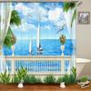 Nature Landscape Shower Curtain 3D Dolphin Shell Beach Scenery Bathroom Curtain Home Decor Waterproof Polyester Bath Accessories