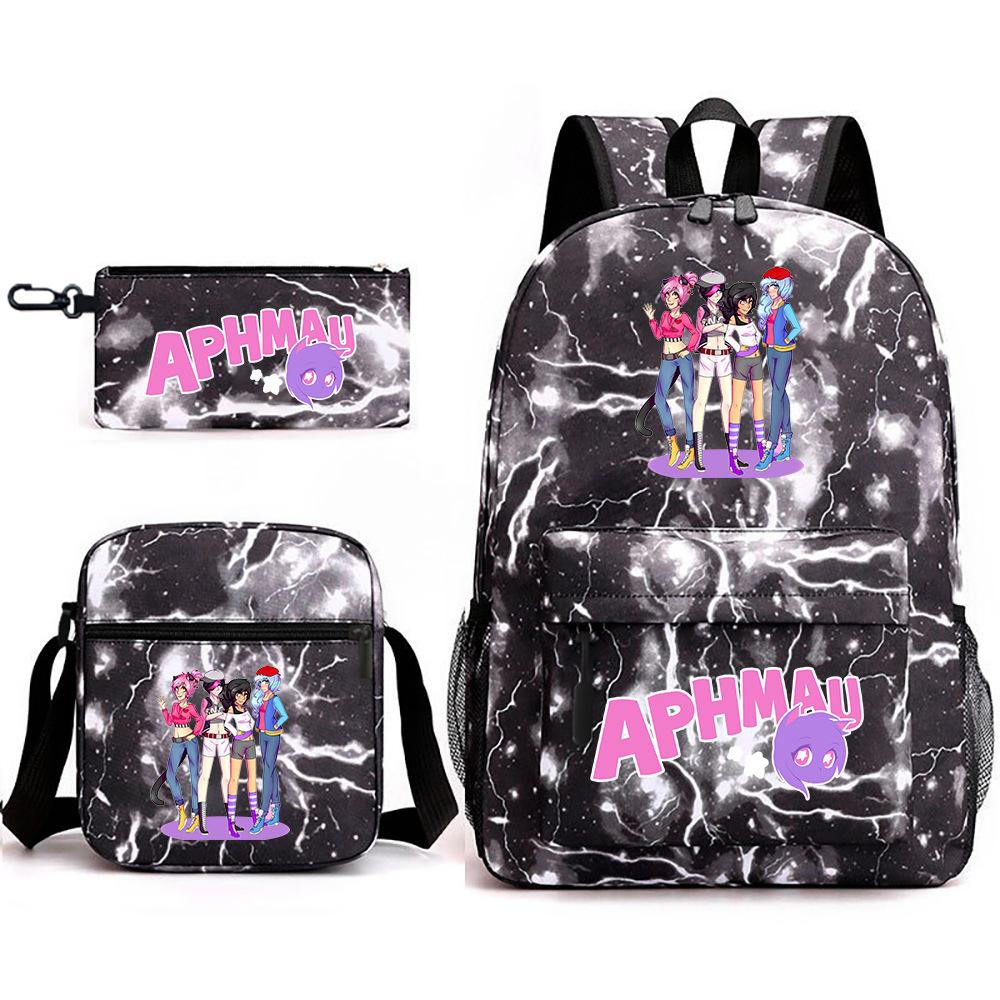 Spielwaren Aphmau Schultasche Cartoon Rucksack Federmäppchen Umhängetasche Dreiteiliges Set