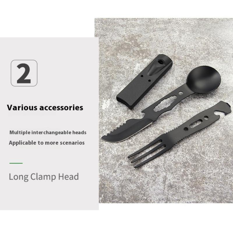 Outdoor Edelstahl Mit Pfeife Löffel Gabel Set Multifunktionale Campingmesser Camping Geschirr Outdoor Wind Kombination