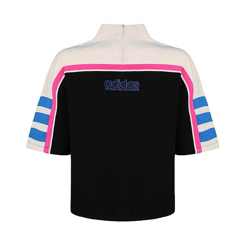 Adidas Originals Og Tee Color Block Letter Stripe Soft Comfortable Pullover Short Sleeve T-Shirt Women Tops Black DH4188