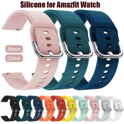 20mm/22mm Band for Amazfit GTS/2/2e/3/4 GTS2 Mini/GTR 4/3/Pro/47mm/GTR2/2e/stratos 2/3 Silicone Bracelet Amazfit Bip