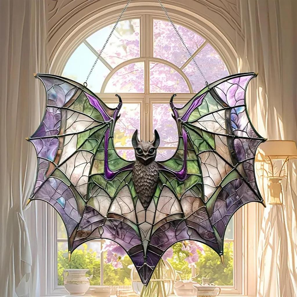 Acrylic Bat Sun Catcher Colorful Acrylic 2d Flat Bat Window Hangable Sun Catcher Window Door Hanging Glass-Style Bat Suncatcher