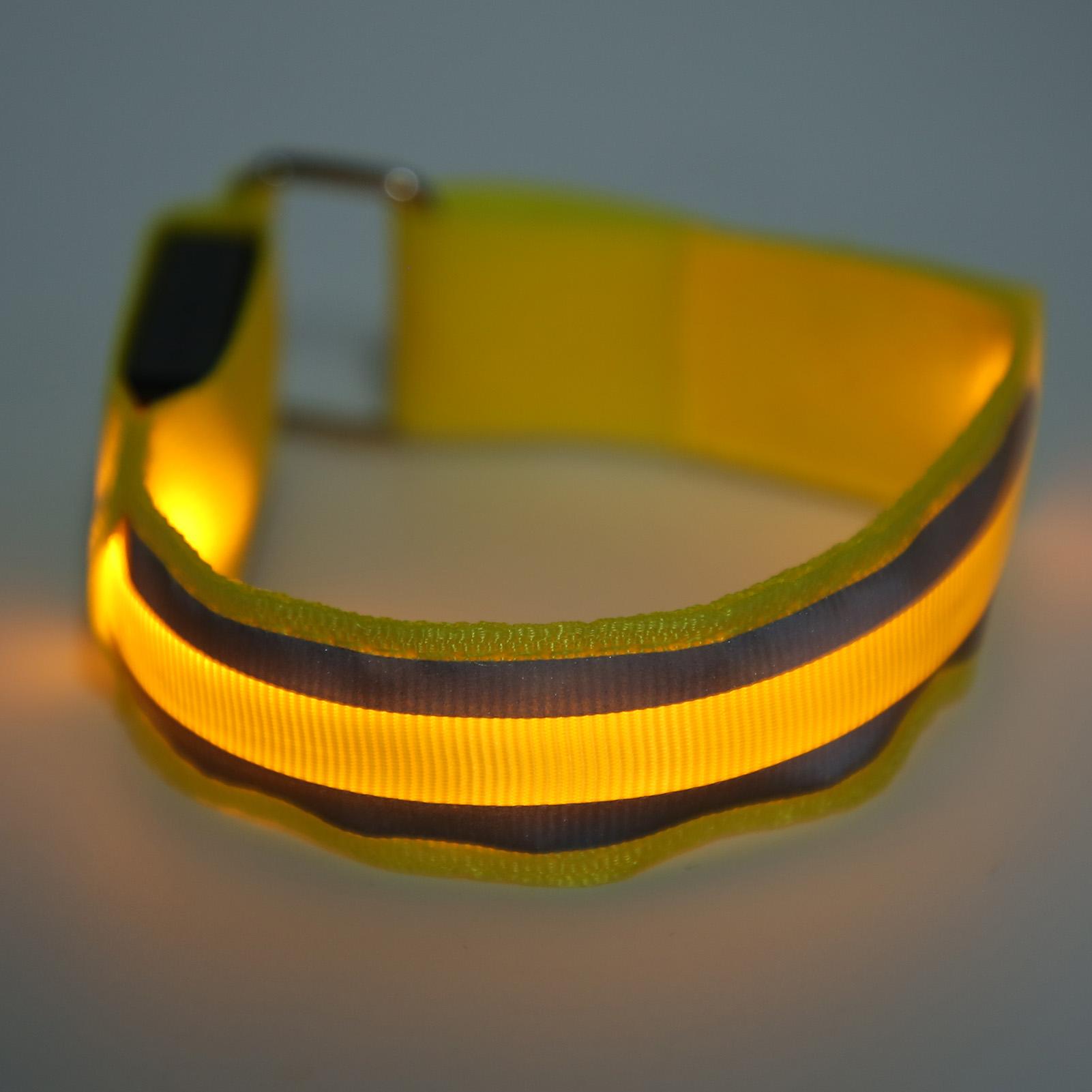 Reflective LED Light Armband Dual Luminous Strips Light Up Bracelet Wristband for Night Running Battery Powered