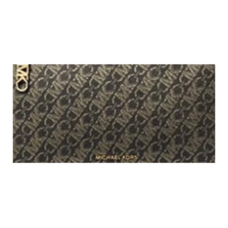 Michael Kors MK Empire Logo Print Zip Closure Faux Leather Crossbody Shoulder Bag Medium Women Bags Black Gold 32F4G8EW6B-038