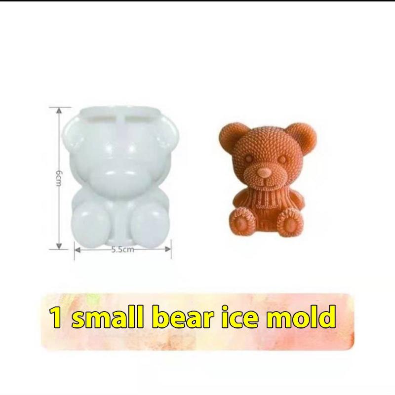 

1Pcs Little Bear Ice Cube Mold Reusable Freezer Safe Ice Cream Chocolate Mould Bpa-Free Slow Melt Whiskey Cocktail Tool 5CM белый