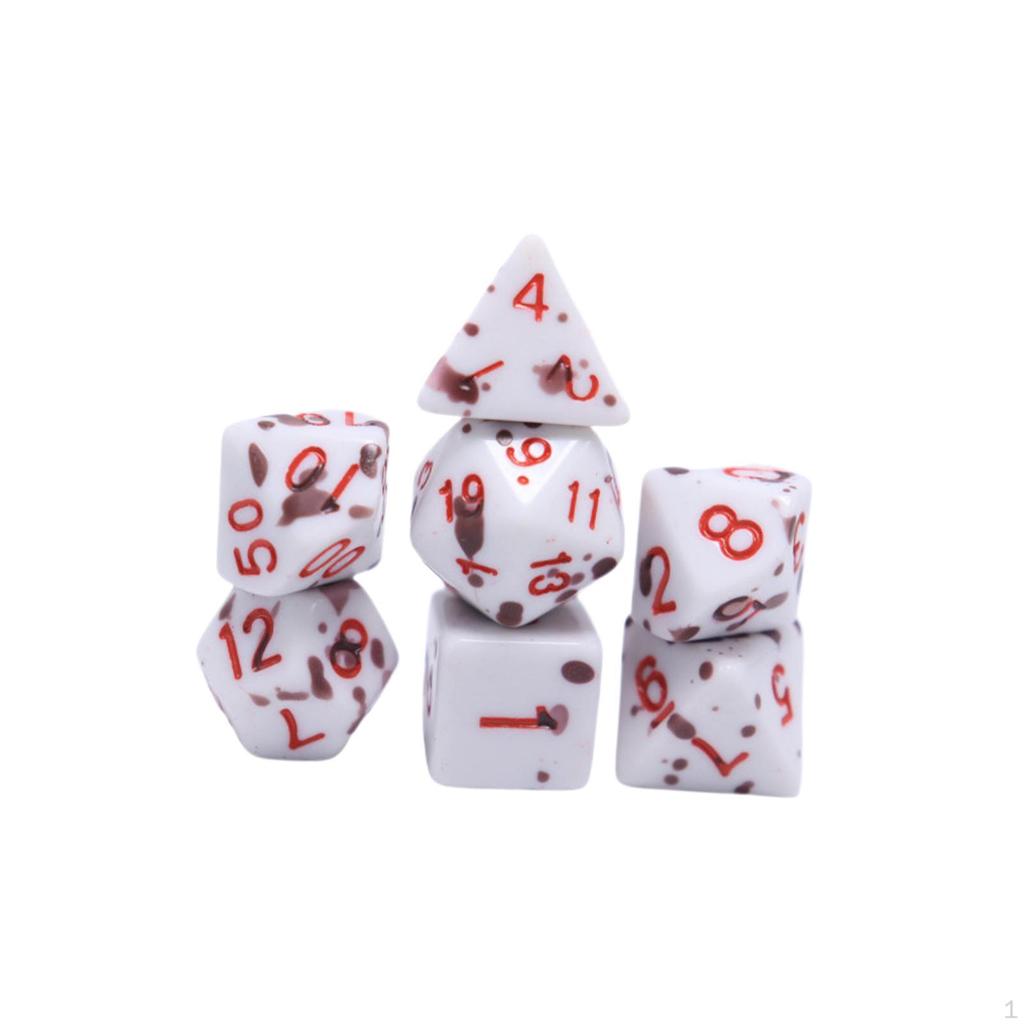 7 Pieces Multisided Dice Table Gaming Durable D4 D6 D8 D10 D12 D20 Color Changing for