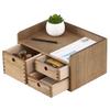 KIRIGEN Mini truhlička, Stolní truhlička s úložištěm na dokumenty, přihrádkou a úložným prostorem na drobnosti, Ručně vyrobená s horní policí, Hnědá, TQ-DT1D3C-DBR