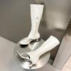 Fashion Ladies Heeled Pumps Sandals New In Knee High Boots Fashion Zippers Female Footwear Open Toe Women Heels Shoes Flip Flops