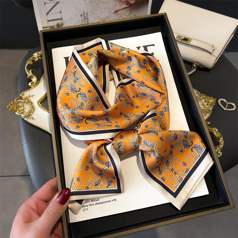 French Polka Dot Silk Scarf Headband Neckerchief Foulard Female Hair Scarfs Neck Tie Lady Skinny Scarves Soft Satin