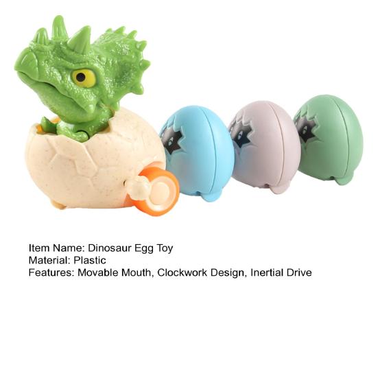 Wind-up Dinosaur Egg Toy Movable Mouth Clockwork Dino Toy with 3 Magnetic Eggs Toddlers Inertial Drive Cartoon Dinosaur Car Toy