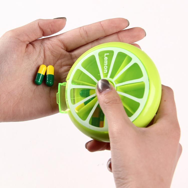 Transparent 7-Day Round Rotating Pill Organizer - Portable Mini Box with Seven Compartments