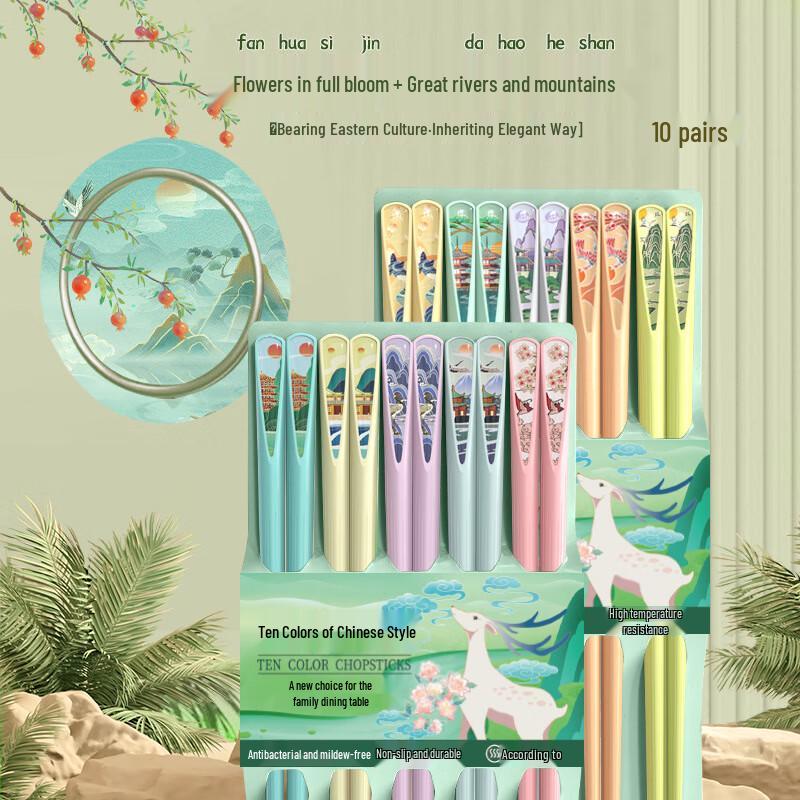 Chui Xi Da Chinese Chic Antibacterial Alloy Chopsticks Set