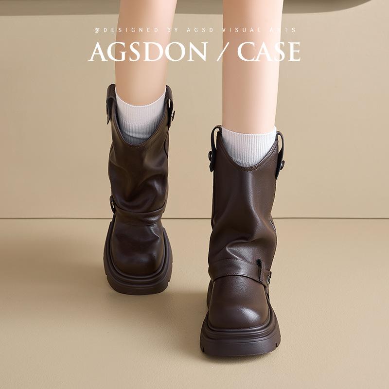Augustine Martin Boots Women's 2025 New Autumn and Winter Fleece Merad Platform British Short Boots Pile Western Boots