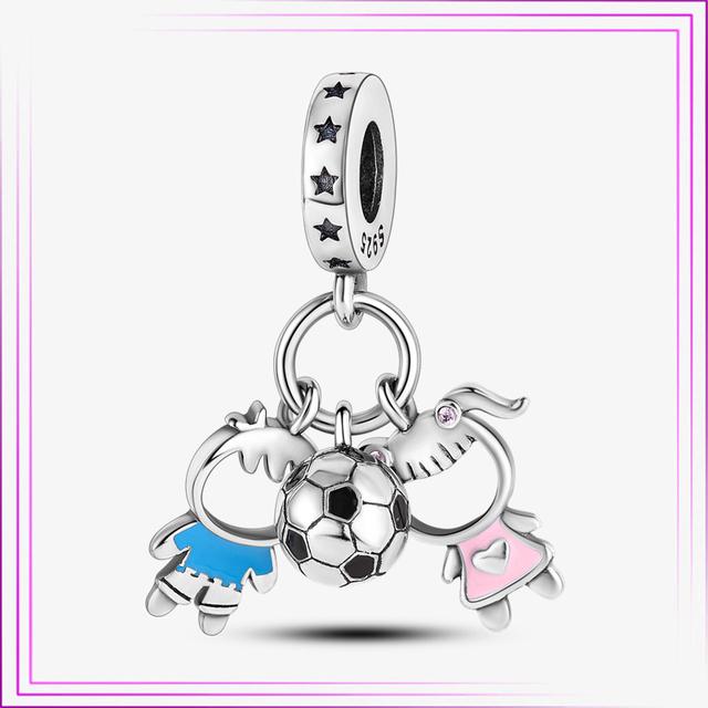 925 Sterling Sølv Hjerte Blomst Luftballong Flamingo Rosa Sjarm Plata De Ley Bil Katt Perle DIY For Originalt Armbånd Smykker