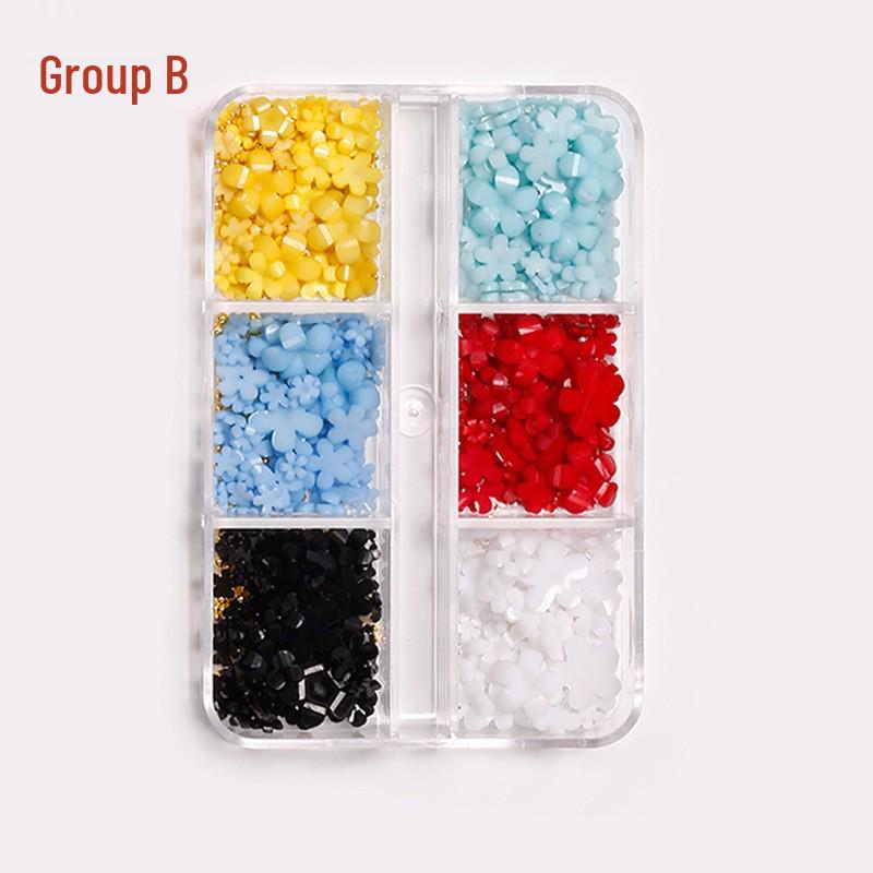 White Mini Five-Petal Flower Resin Rhinestones for Nail Art & Phone Case Decoration