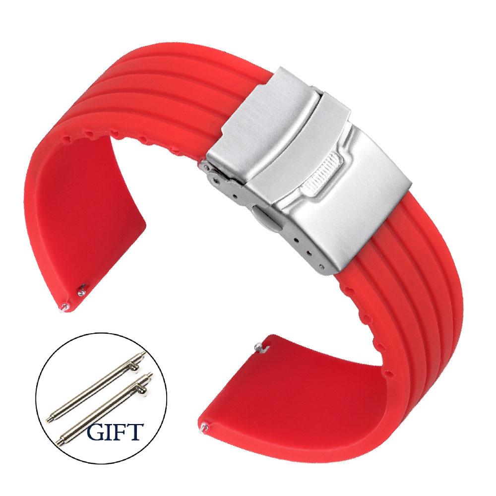 20mm 22mm Schnellverschluss Gummiarmband Verlängert Weiches Armbanduhr Silikonband für Herren Wasserdichtes Armband Zuschneidbar passend Armband