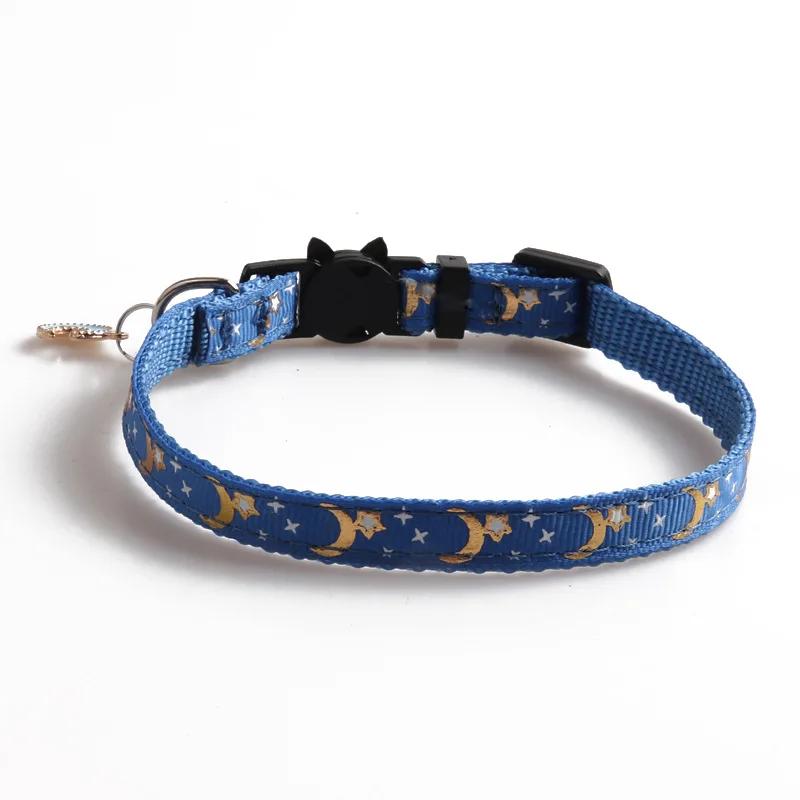 Adorable Pet Cat Collars With Moon Star Pendant Adjustable Puppy Kitten Necklace Fruits Pattern Cats Rabbit Collars With Bells