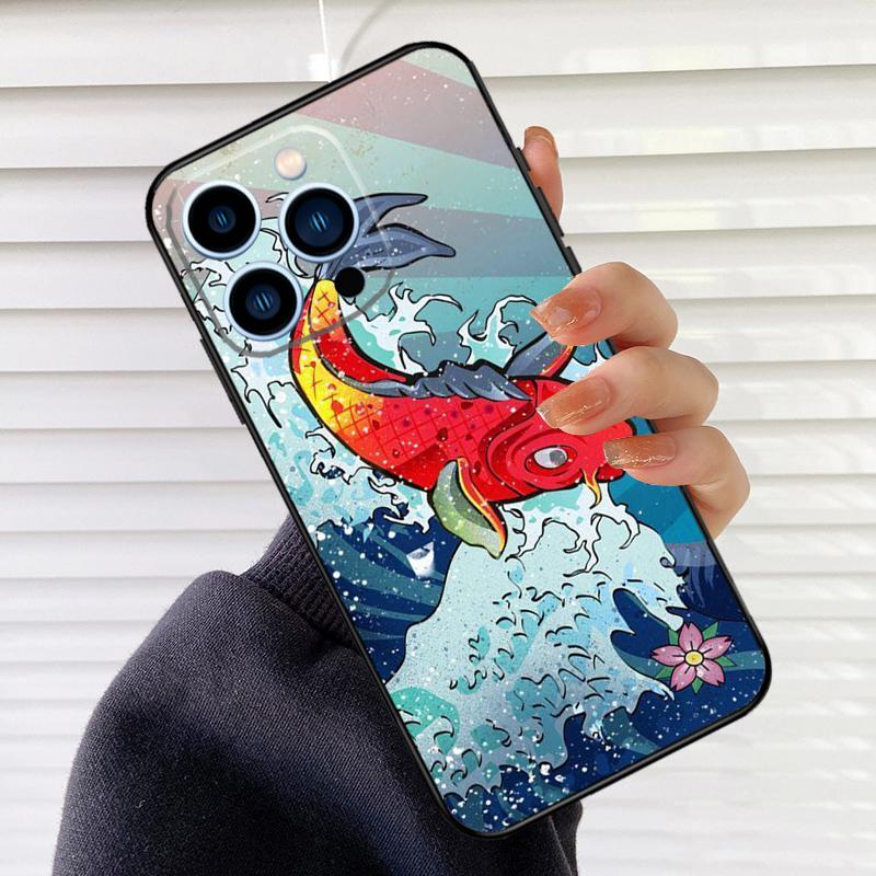 Tattoo Japanese Koi Dragon Wave Phone Case For iPhone 16 14 13 12 11 15 17 Pro Max mini 15 16 Plus 16e 17 Air Cover Fundas