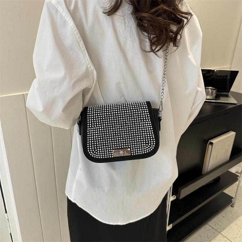 New Autumn Rhinestone Bag Crossbody Small Square Bag Trendy Casual and Fashionable One-shoulder Armpit Bag Women's Bag