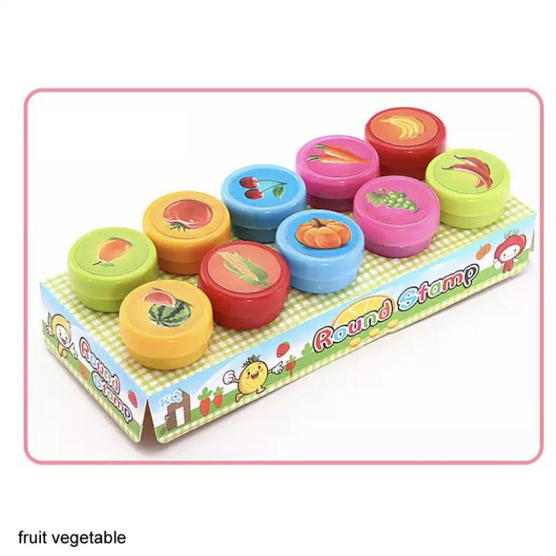 10pcs/Set Children Toy Stamps Cartoon Animals Fruits Kids Seal For Scrapbooking Stamper DIY Scrapbook Cartoon Stamper Toys