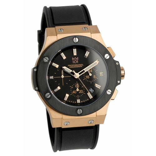 

Мужские часы HYAKUICHI 101 No.8, водонепроницаемость 100 м, хронограф, отображение даты, резиновый ремешок, черно-розовое золото