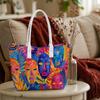 Colorful African Mask Pattern Tote Bag Stylish Daily Casual Handbag