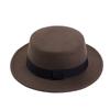 British Style Imitation Woolen Flat Top Top Hat Retro Felt Jazz Hat Versatile Clothing Hat LM-