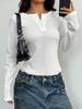 Trendy Y2K Spicy Girl Button-Up Long Sleeve Vest T-Shirt, Women's Spring/Summer 2026 Fashion