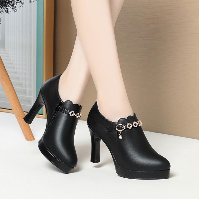 

Temperament Fashionable And Versatile Deep Mouth Spring And Autumn Comfortable High Heels Soft Sole Soft Side Single Shoes 34