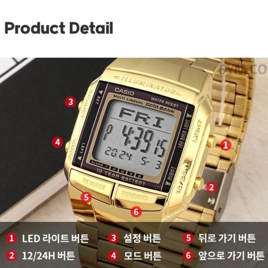 Casio 10 Year Battery Telememo Databank Free Buckle Steel Silver / Gold Watch [Shipped from Korea] 100% Authentic
