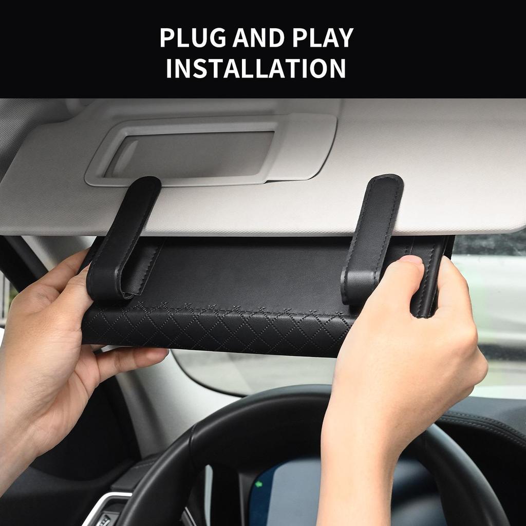 Diamond-Inlaid Leather Car Tissue Box Visor & Seat Back Holder