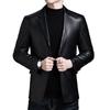 Sheepskin suit men's autumn new solid color lapel sheepskin jacket men's genuine leather suit