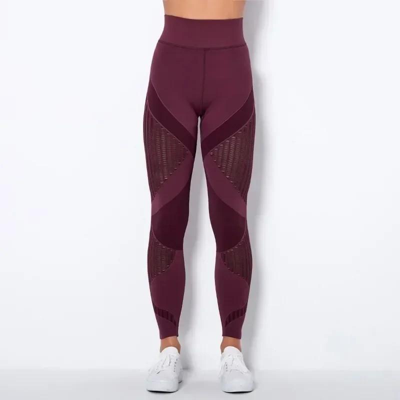 Pantaloni da yoga lavorati a maglia senza cuciture Leggings da donna Sport Fitness Running Legging a vita alta Donna Leggings traspiranti cavi sexy 30312