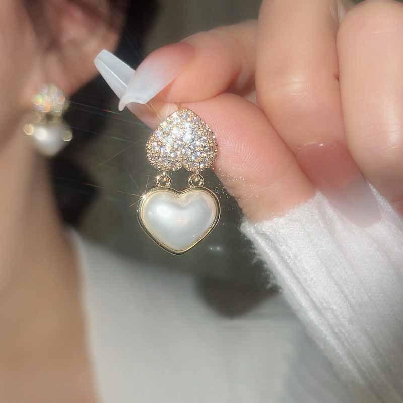 2023 New Inlaid Zircon Long Tassel Black Pearl Earrings Women's Personality Fashion Earrings Wedding Birthday Gifts