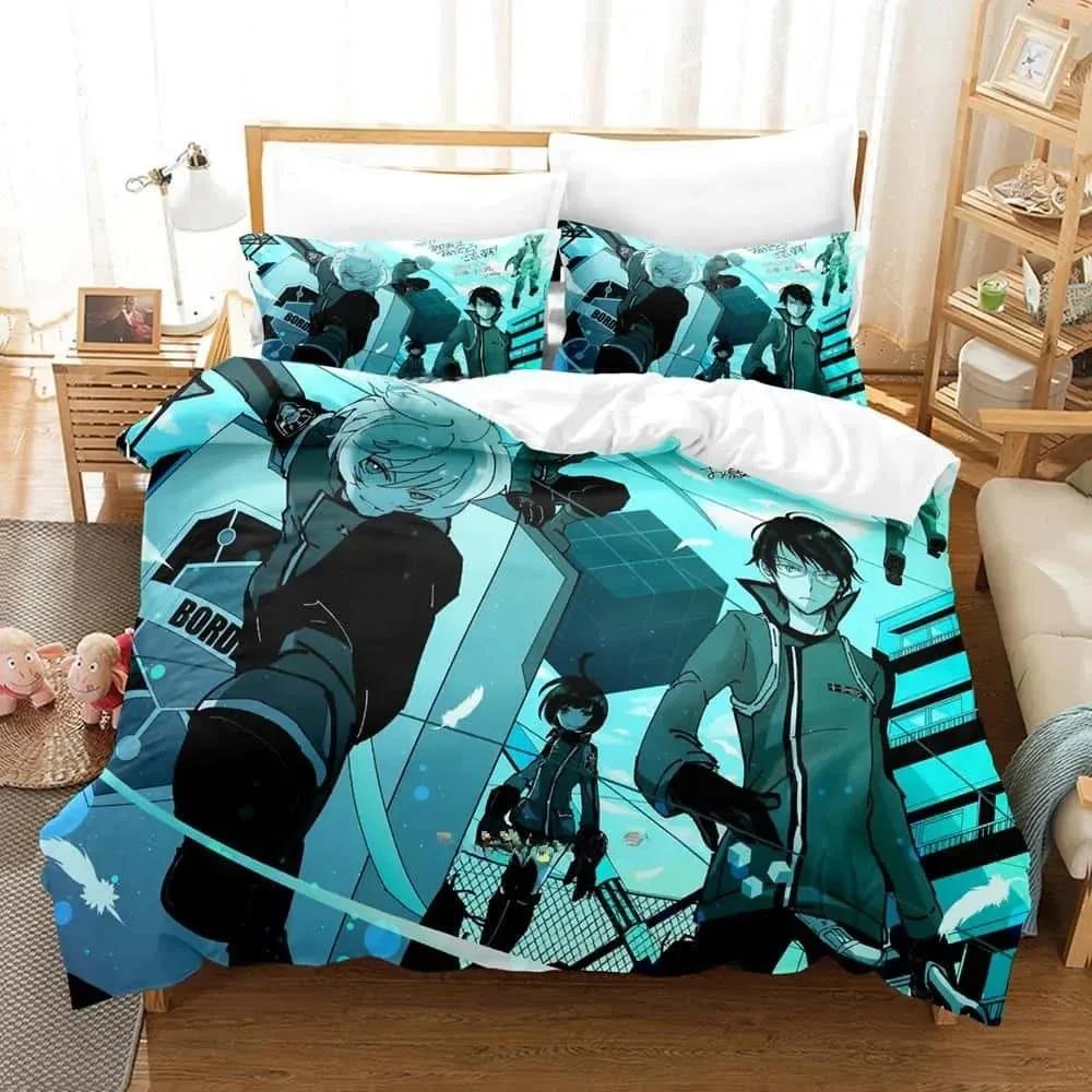 3D Anime World Trigger Bedding Set Printed With Pillowcase Bed Duvet Cover Soft Single Double Queen Super King Size Home Textile