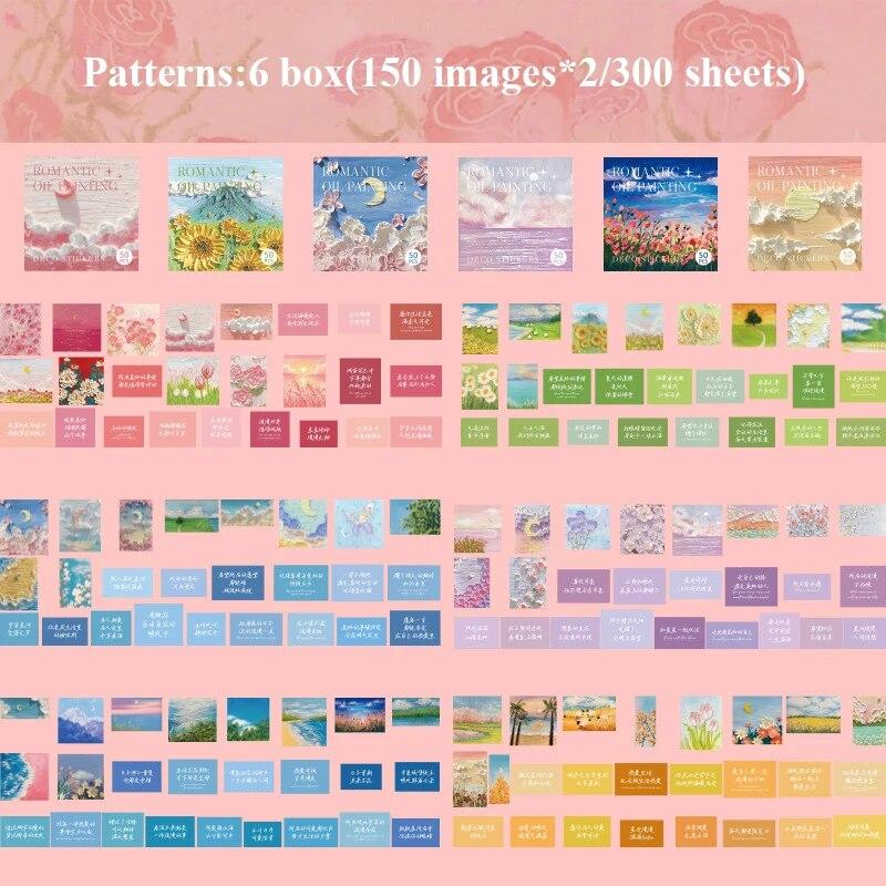 300pcs/boxed Cute Stickers Film Paper Junk Journal Art Collage DIY Photo Album DIY Craft Scrapbooking School Supplies