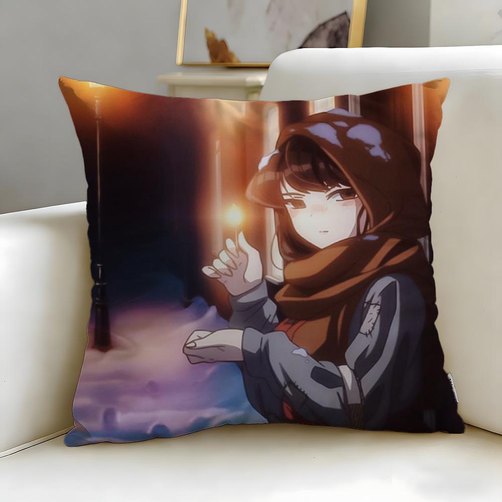 popular anime Komi Cant Communicate Cushion Cover Soft EasyWash Pillow Case Versatile for Couch Bed Travel and Office