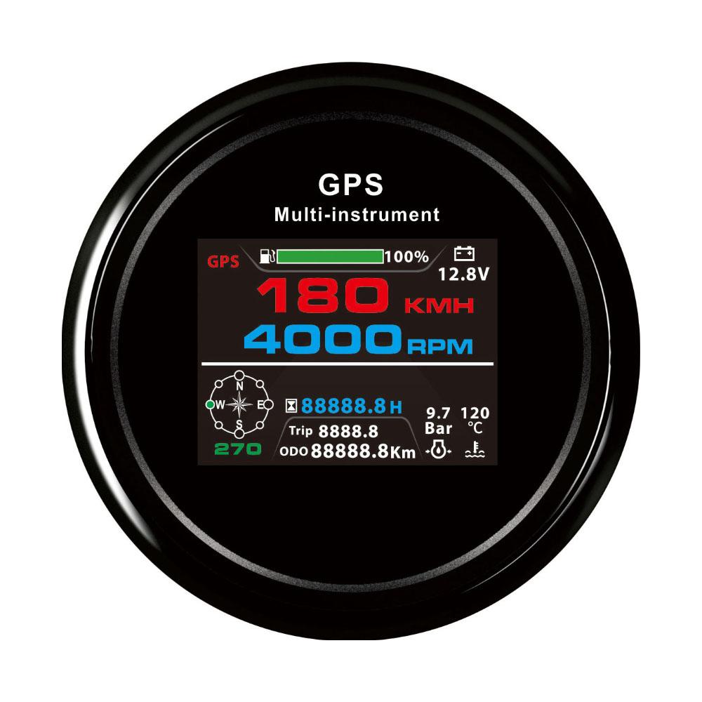 Waterproof 85mm 0-999 km/h MPH Knots GPS Speedometer Odometer Trip Tachometer Hours with Fuel Voltmeter Water Temp for Boat Car