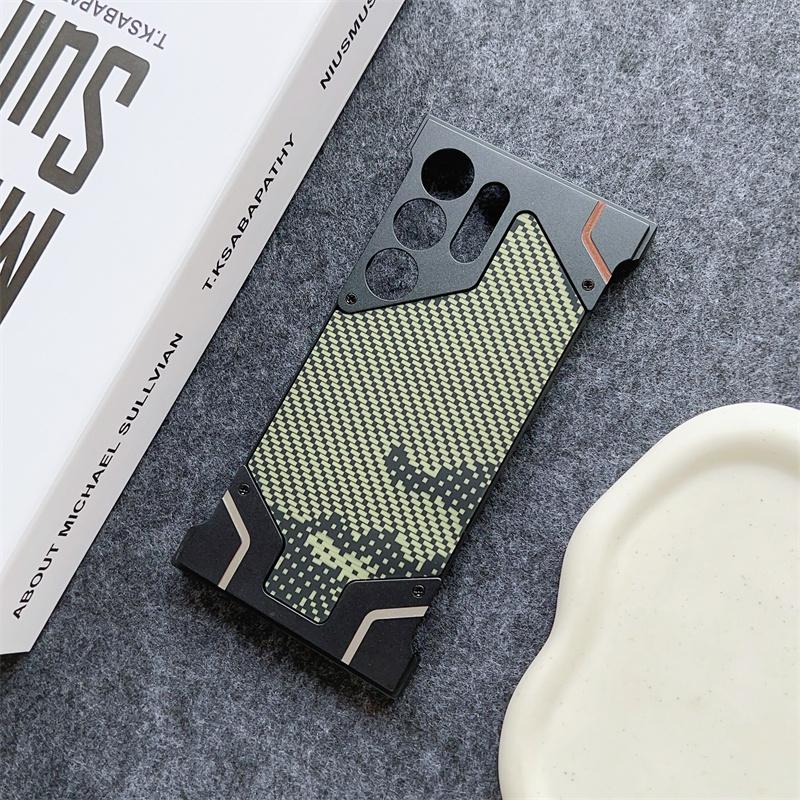 

Magnetic Titanium Metal Camouflage Phone Case For Samsung Galaxy S24 S23 S22 S25 Ultra Magsafe Aluminum Bumper Shockproof Cover For Galaxy S22 Ultra
