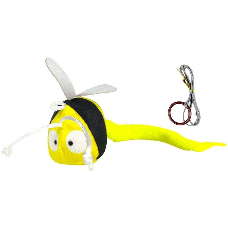 Plush Insect Cats Toy Feathered Tail Sounding Insect Teaser Toy for Door Frame Cats Indoor Entertainment Chaser Toy жёлтый