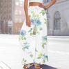 Women's Printed Wide Leg Pants With Pockets High Waist Drawstring Loose Casual Pants