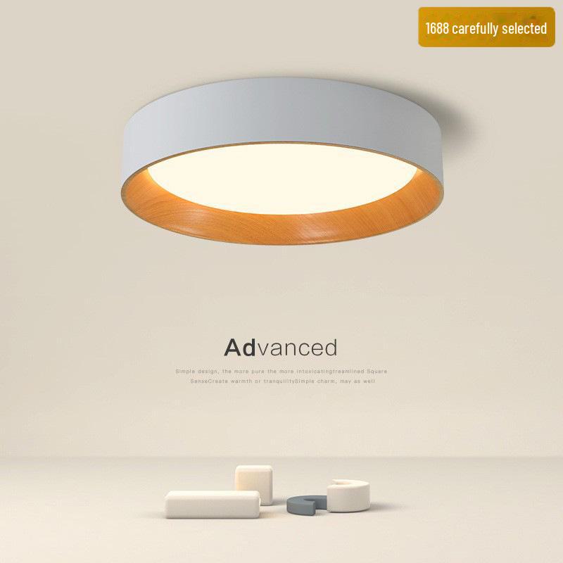 Nordic Wabi-Sabi Wood Grain LED Ceiling Lamp for Bedroom and Living Room