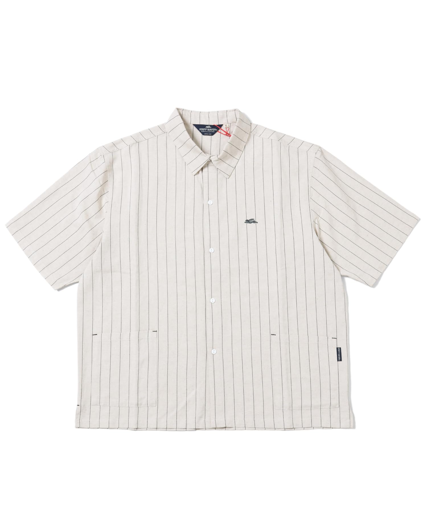 

вышитая полосатая рубашка для натурального [Клифф Майер] Мужская с коротким рукавом, с одной точкой, большая,