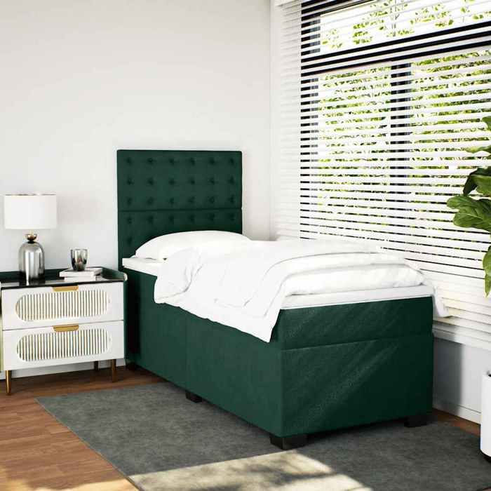 Maison Exclusive - Sommier à lattes de lit avec matelas Vert foncé 90x200 cm